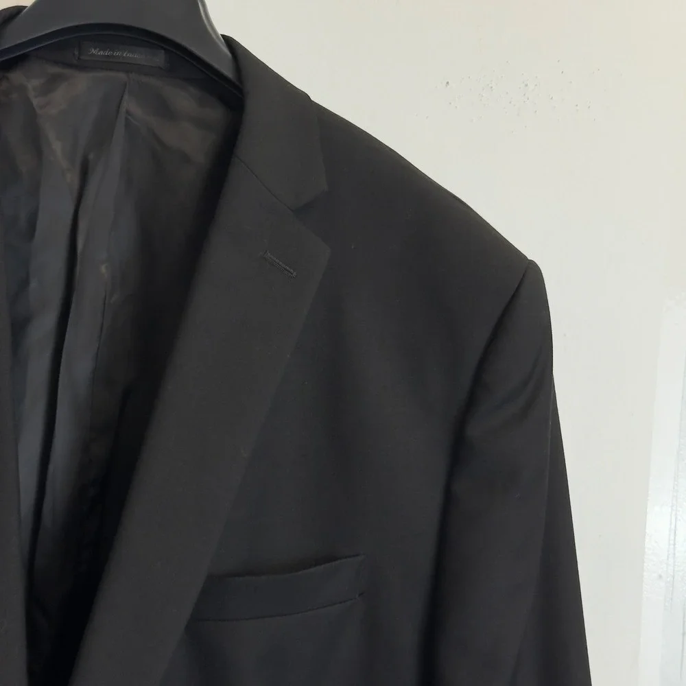 Calvin Klein Mens 50R Black Wool Suit Jacket Blazer Formal Classic fit 2 Button